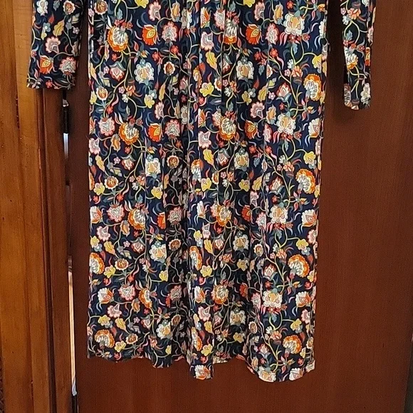 BODEN | Abigail Long Sleeve Navy Jersey Midi Dress Floral Print Pockets - 8 Long - Picture 4 of 11